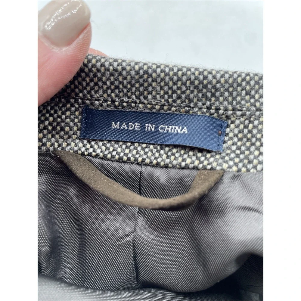 Michael Kors Men's Classic-Fit 100% Lambs Wool Sport Coat Jacket Black Plaid 44L